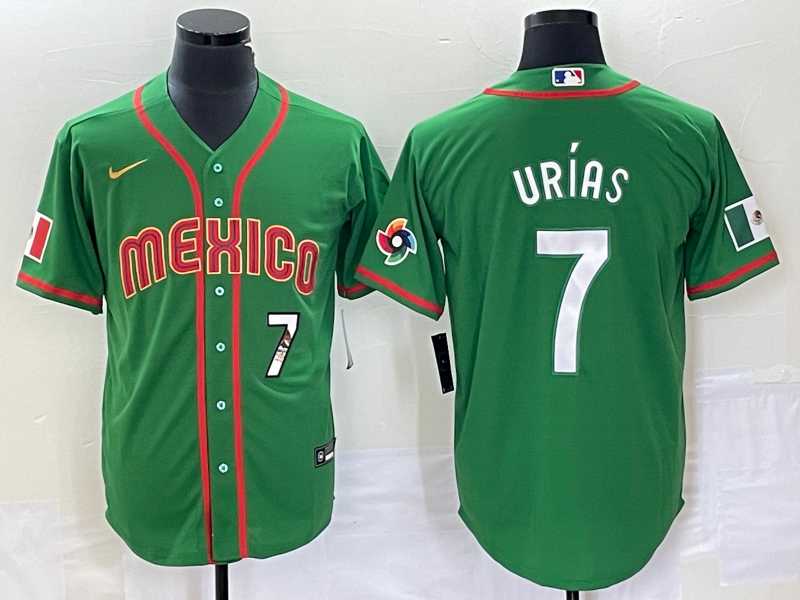 Men's Mexico Baseball #7 Julio Urias Number 2023 Green World Classic Stitched Jersey,We sell and wholesale Men's Mexico Baseball #7 Julio Urias Number 2023 Green World Classic Stitched Jersey on line form chian!